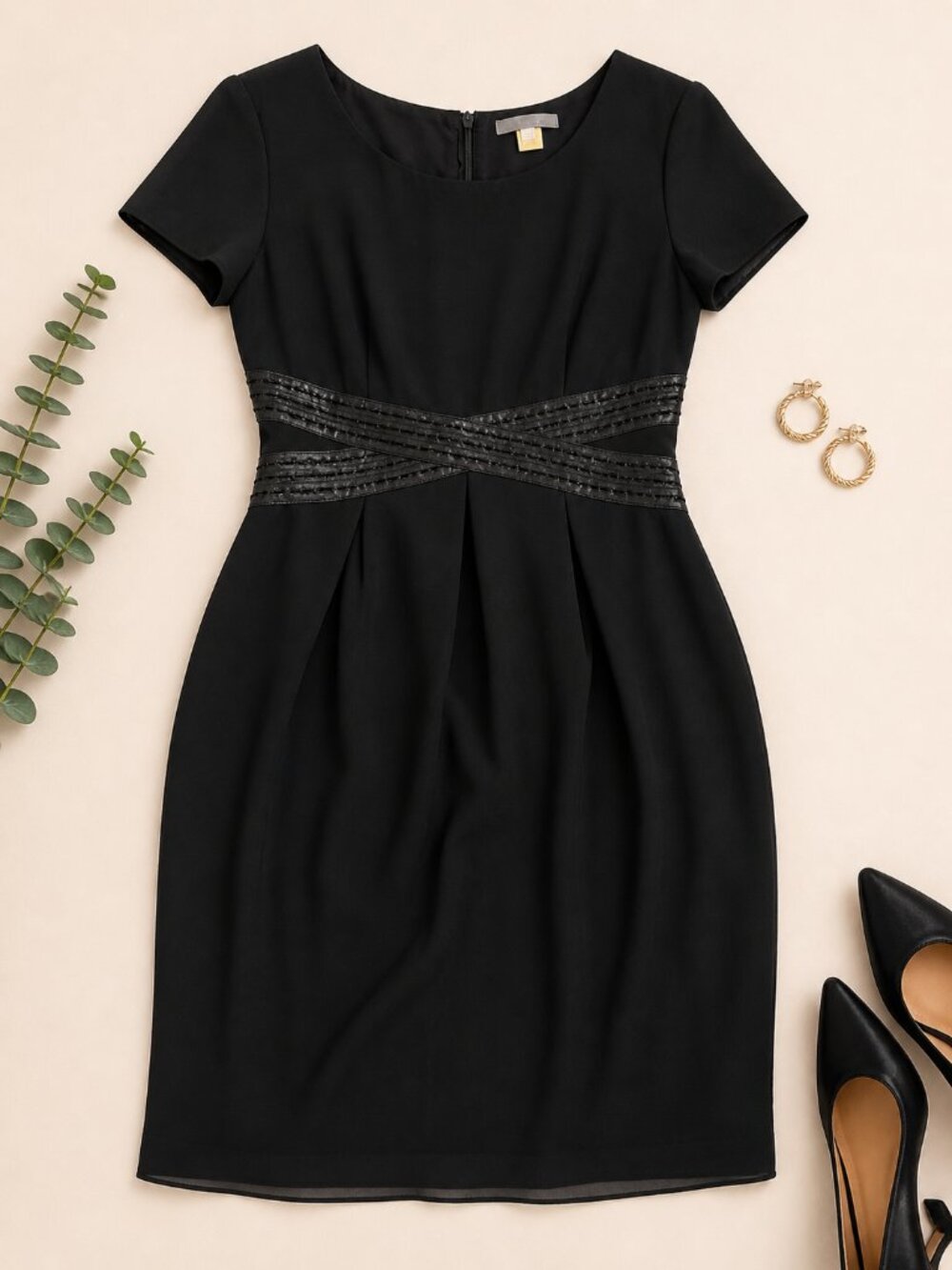 Classic Black Sheath Dress – Size 6